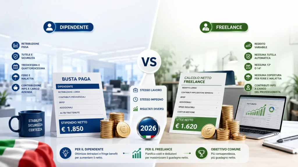 Stipendio Netto Freelance vs Dipendenti 2026